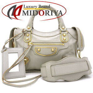 Balenciaga City Bag Metallic Goatskin Gray